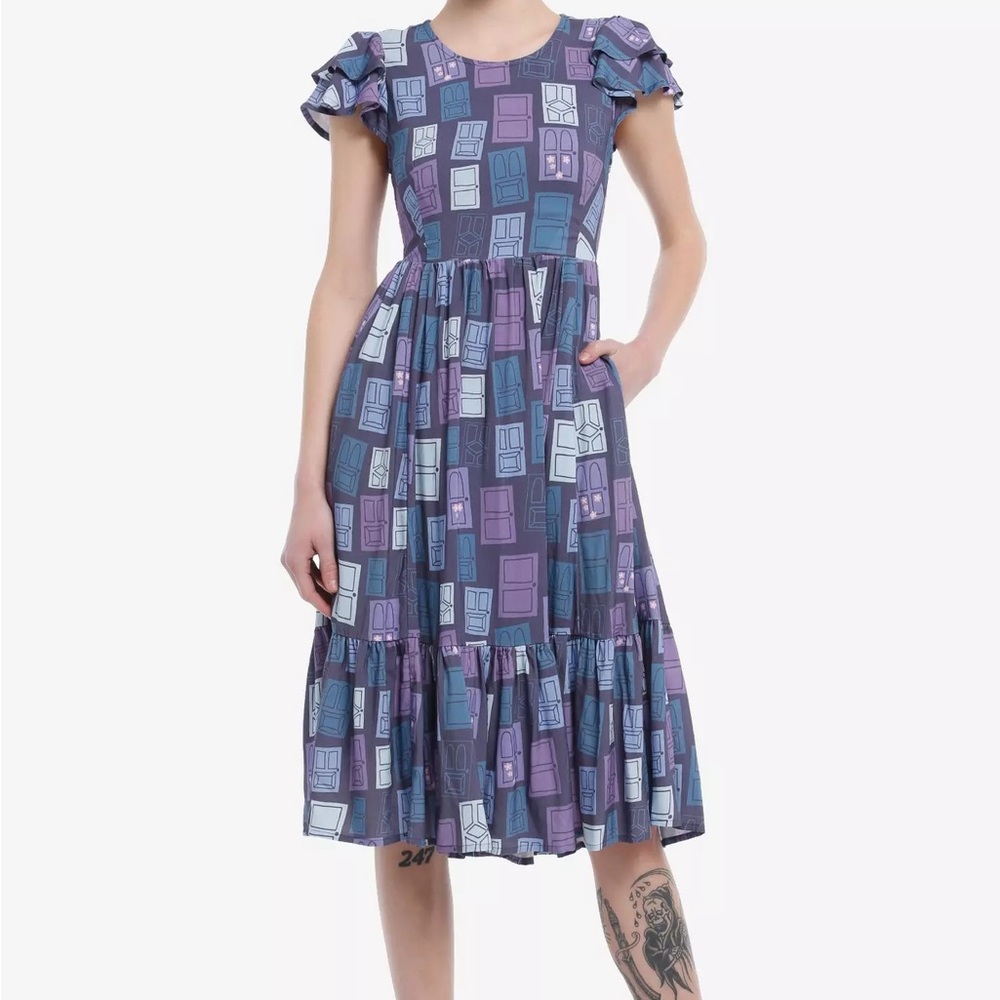 Her universe monster inc. door pattern midi dress